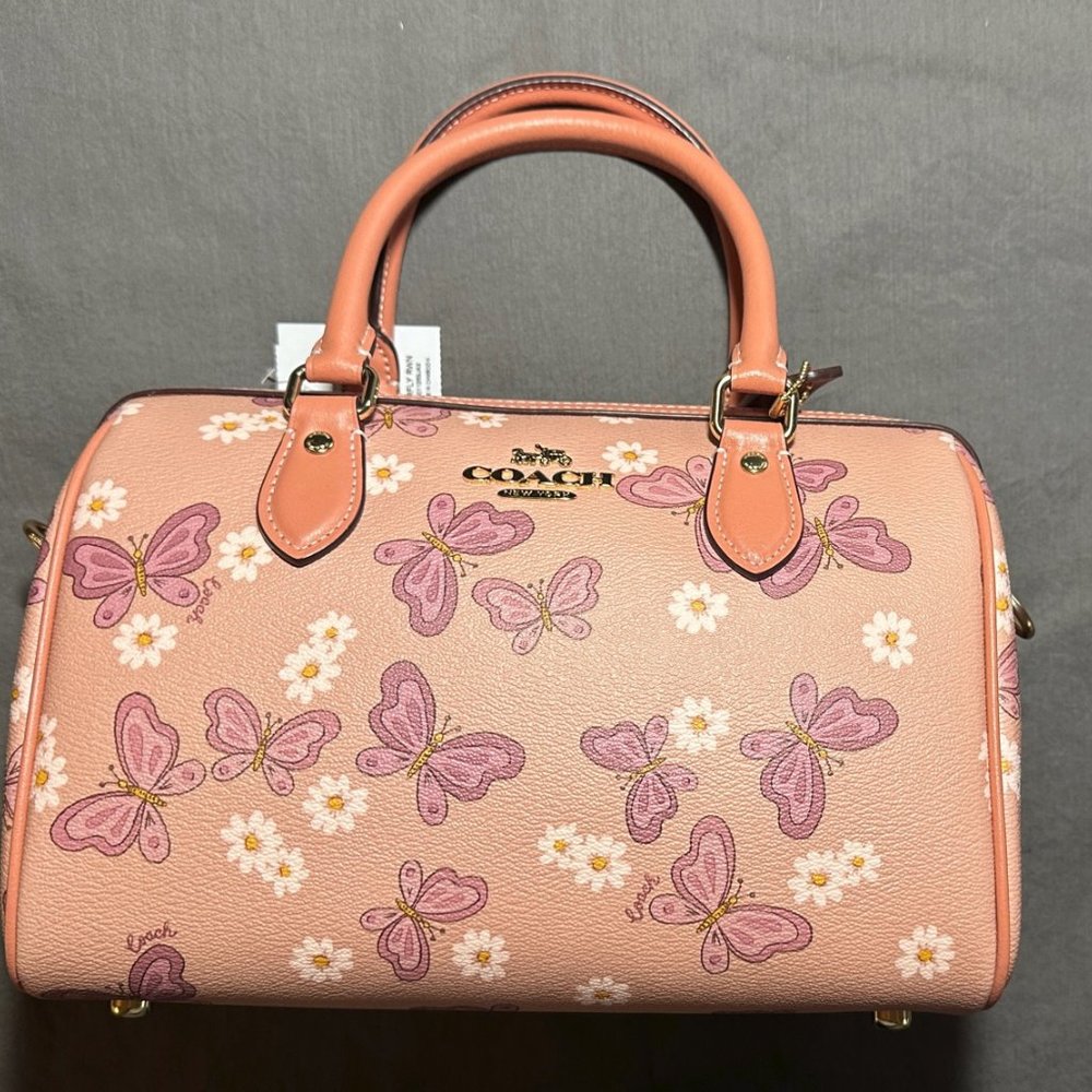 Coach Rowan Satchel butterfly print NWT